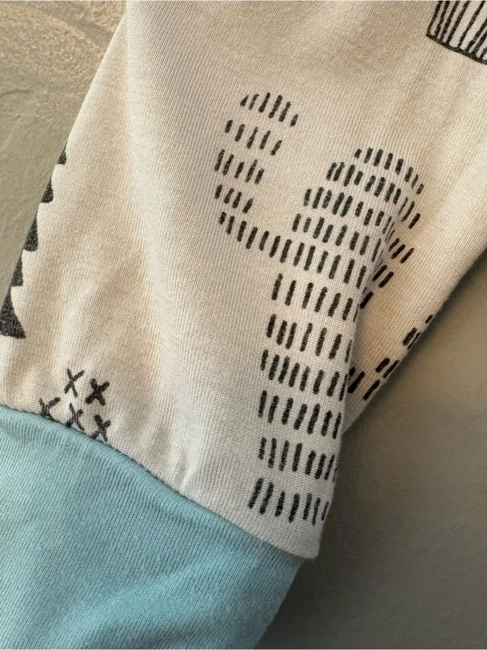 Little Sleepies OG white blue black cactus print long sleeve pajama top size 3T